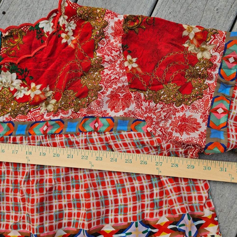 Johnny Was Fyson Mixed-Print Georgette Tunic Blouse Size 1X - Picture 8 of 12